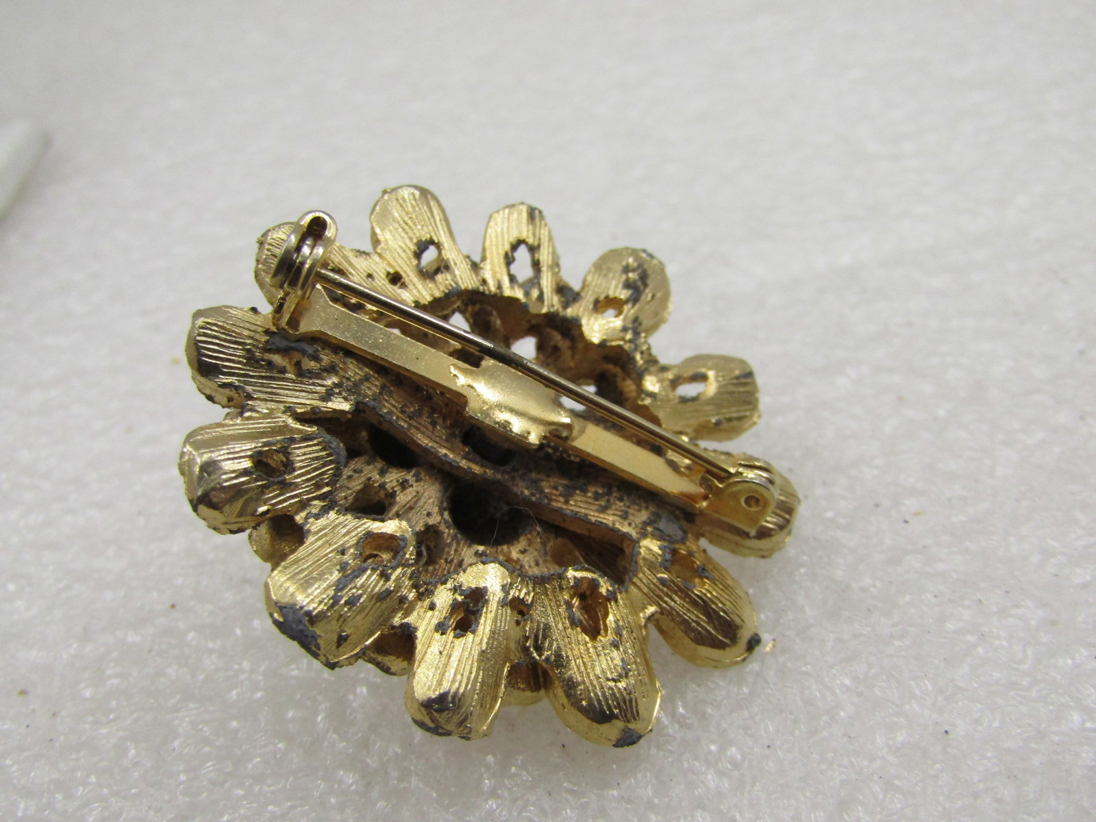 Vintage Tiered Mum Brooch, Rhinestone Top, 1.5", 1960's - 5