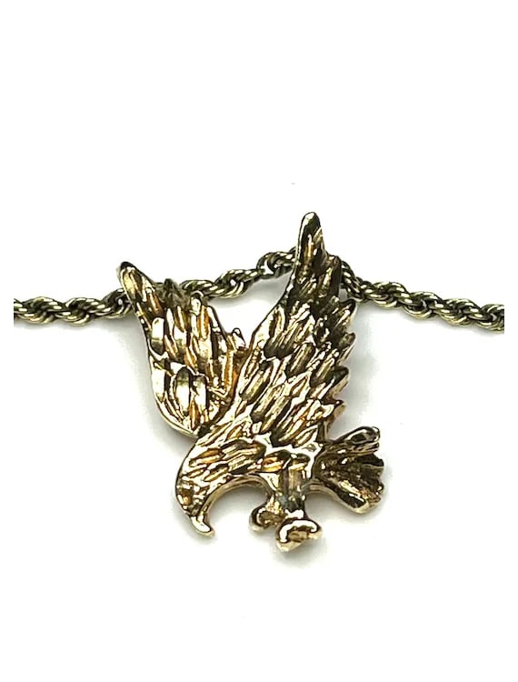 Vintage Sterling Silver 10k PGDA Turkey Rope Chain and Eagle Pendant - 3