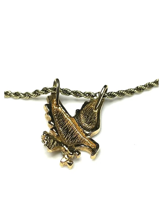 Vintage Sterling Silver 10k PGDA Turkey Rope Chain and Eagle Pendant - 4
