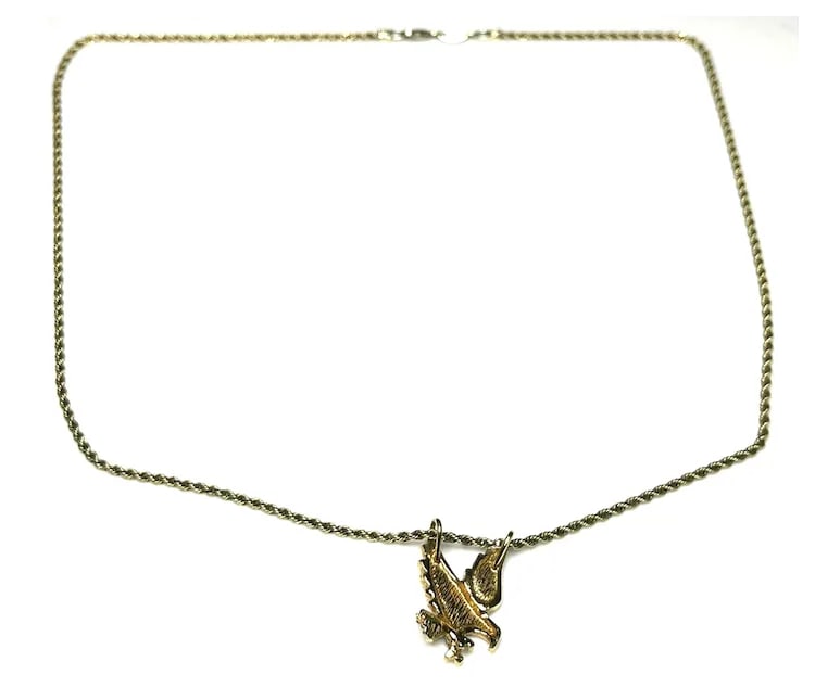 Vintage Sterling Silver 10k PGDA Turkey Rope Chain and Eagle Pendant - 6