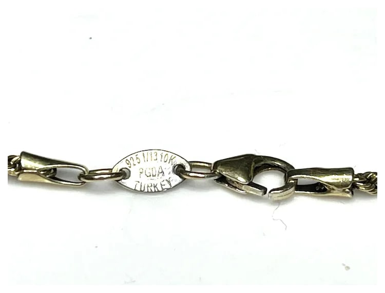 Vintage Sterling Silver 10k PGDA Turkey Rope Chain and Eagle Pendant - 7