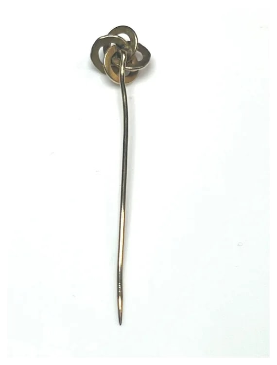 Vintage 9k Gold Fire Opal Love Knot Stickpin - 4