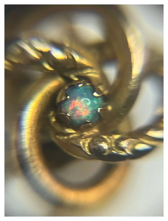 Vintage 9k Gold Fire Opal Love Knot Stickpin - 5