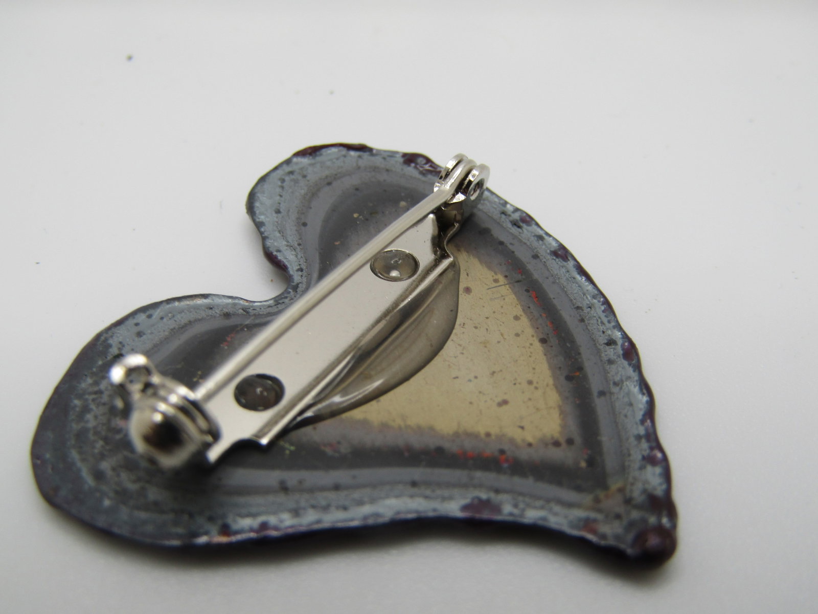 Enameled Mod Brooch, Hand Made Heart 1-3/8" - 5