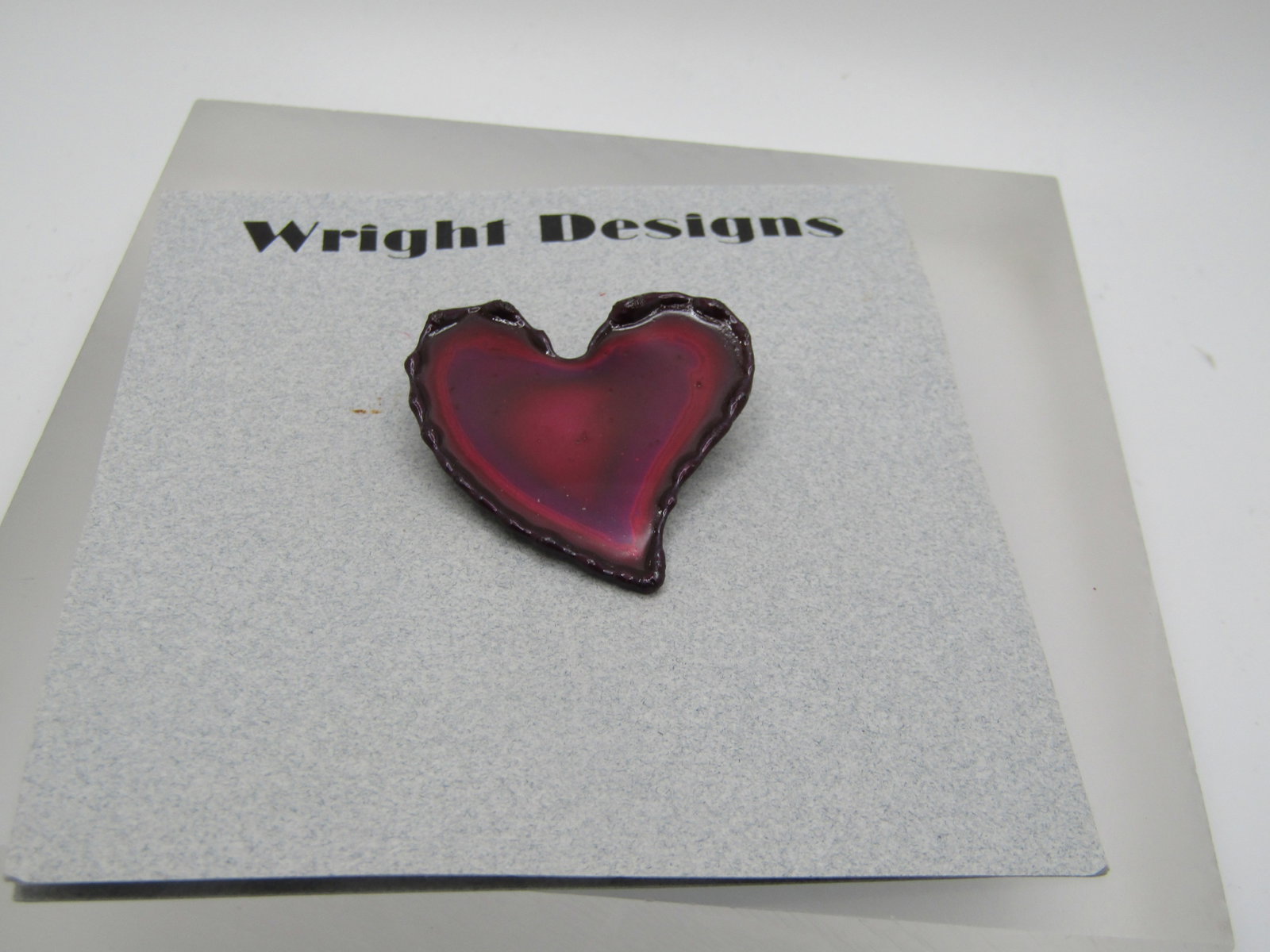 Enameled Mod Brooch, Hand Made Heart 1-3/8" - 6