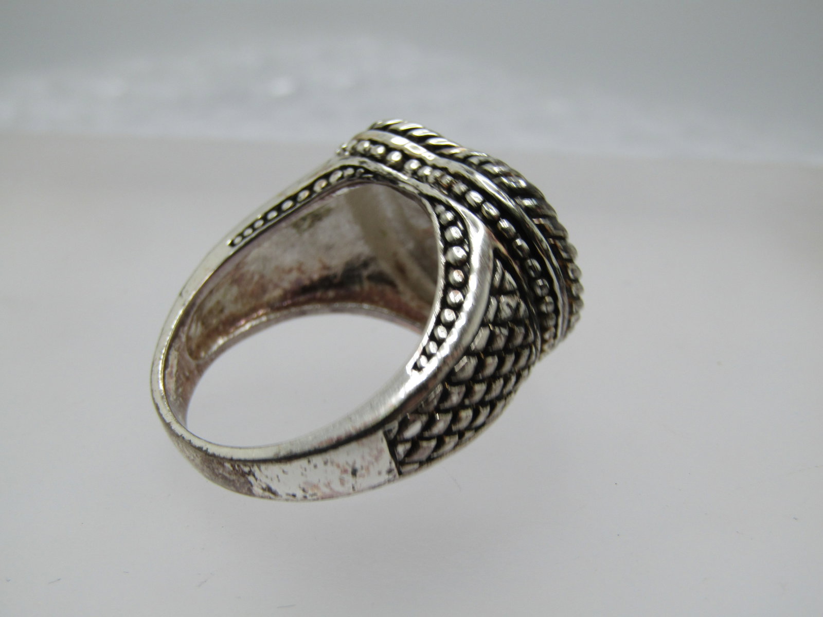 Sterling Statement Heart Ring, Sz. 10.5, Scrolled, 1990's - 7