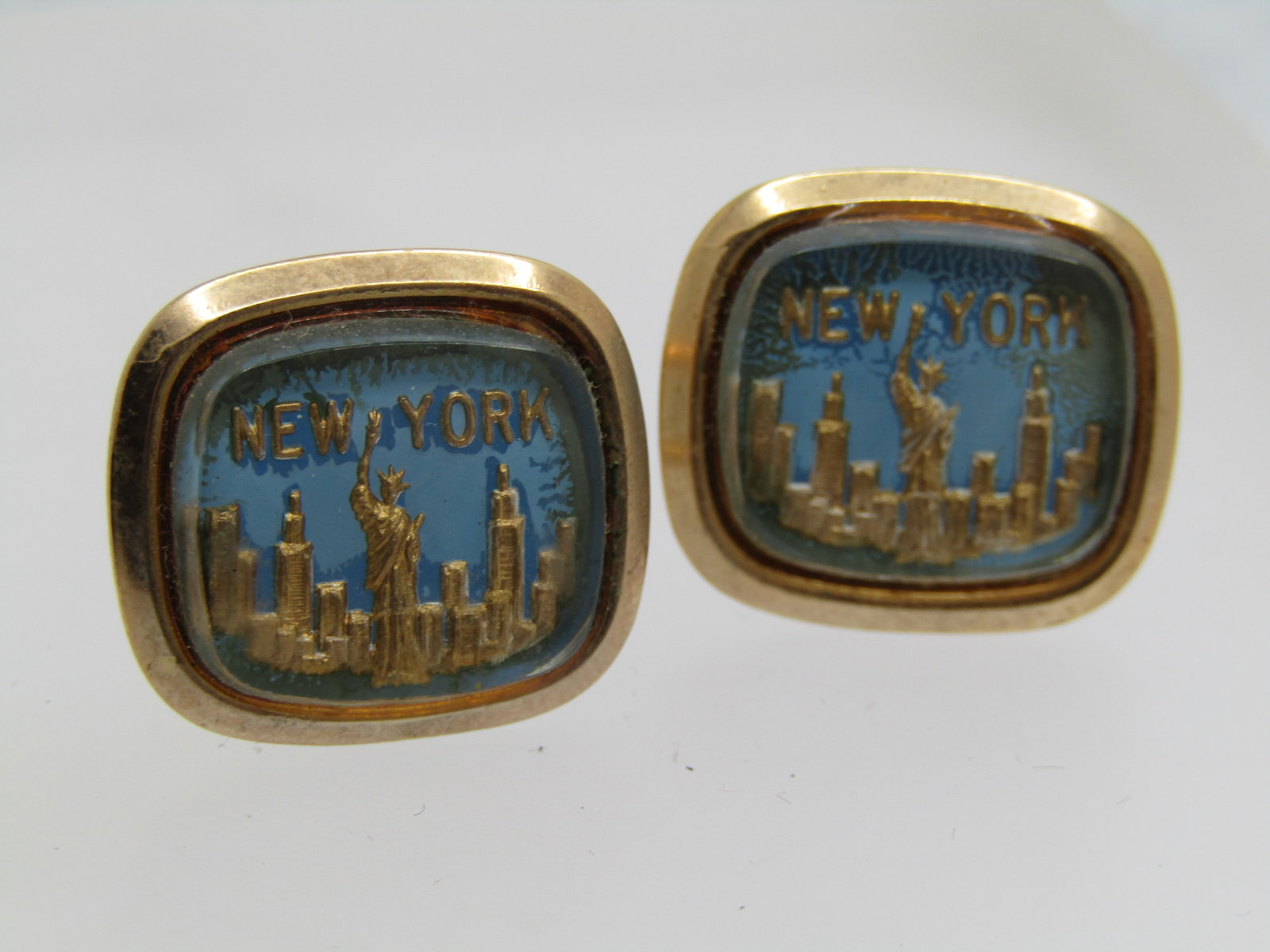 Vintage New York Souvenier Cufflinks, Blue/Gold Tone, 1950's-1960's - 3