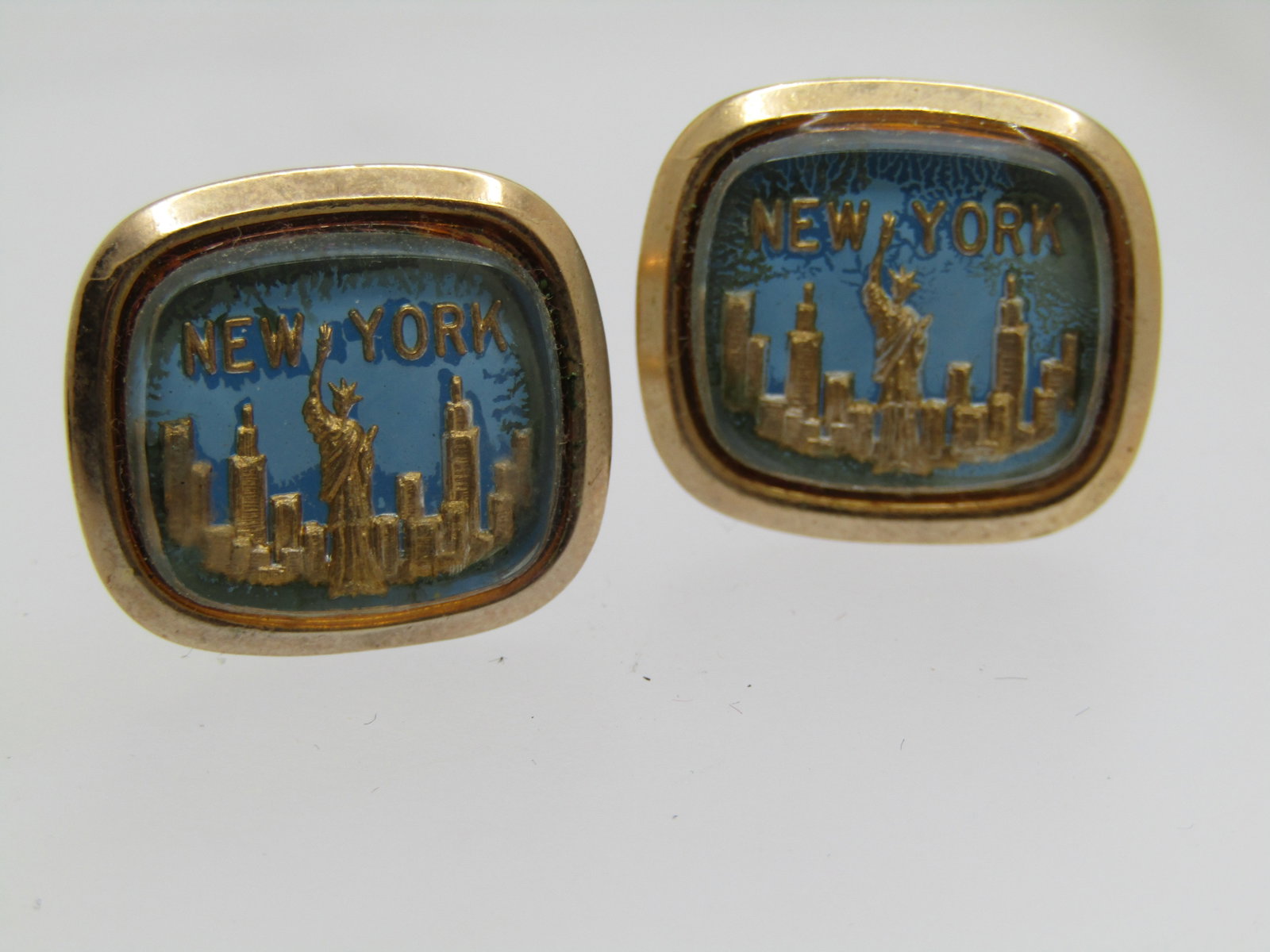 Vintage New York Souvenier Cufflinks, Blue/Gold Tone, 1950's-1960's - 4