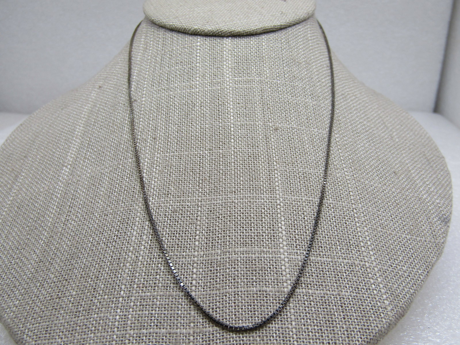 Vintage Sterling Box Link Necklace, 18", Italy - 2