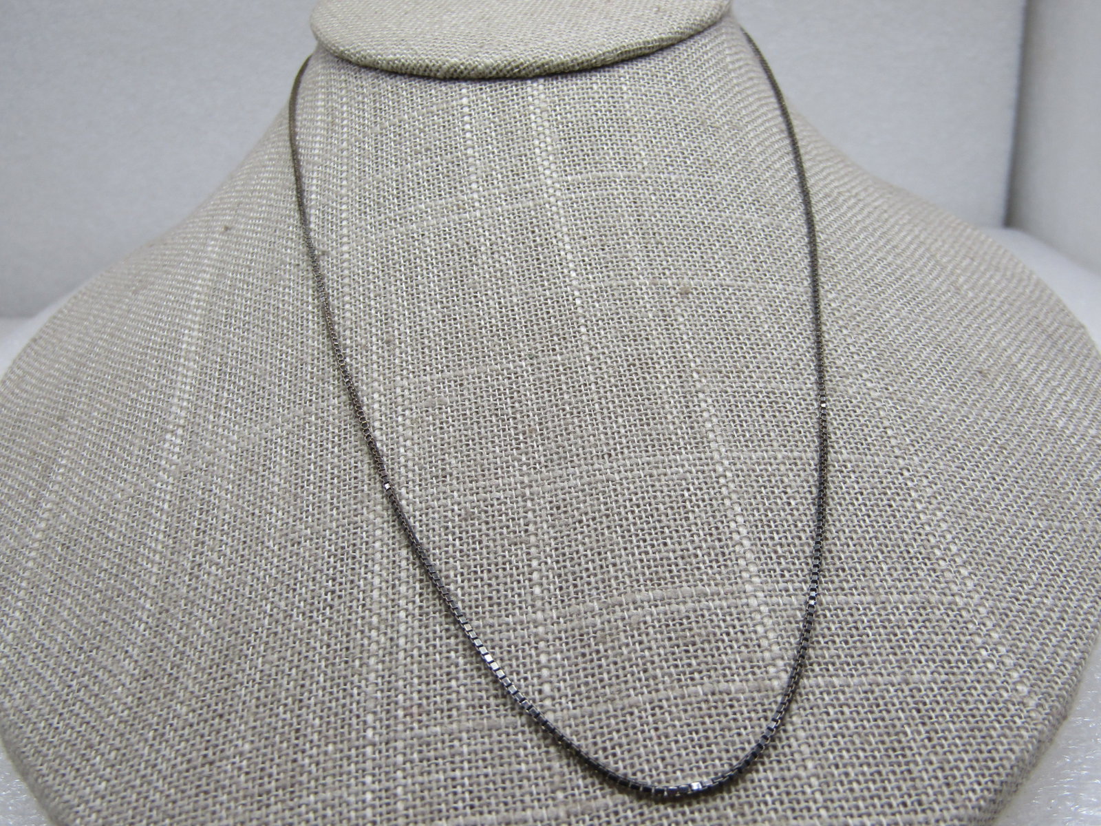 Vintage Sterling Box Link Necklace, 18", Italy - 3