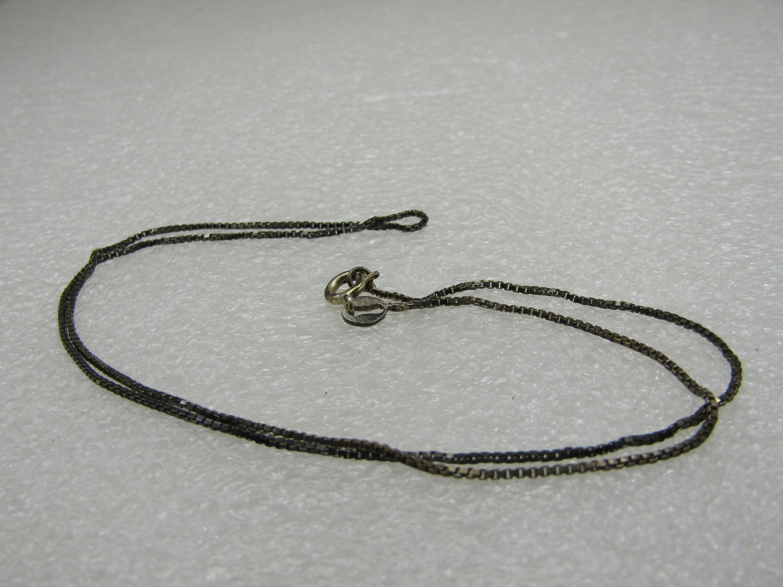 Vintage Sterling Box Link Necklace, 18", Italy - 4