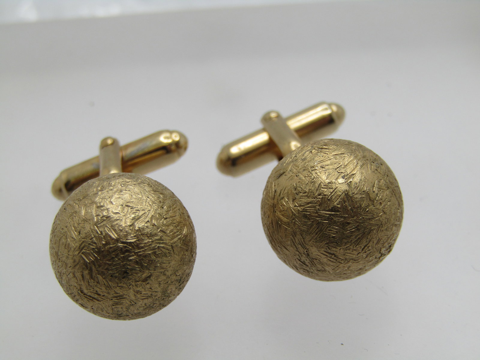 Vintage Textured Orb Cufflinks, Anson, Gold Tone - 2