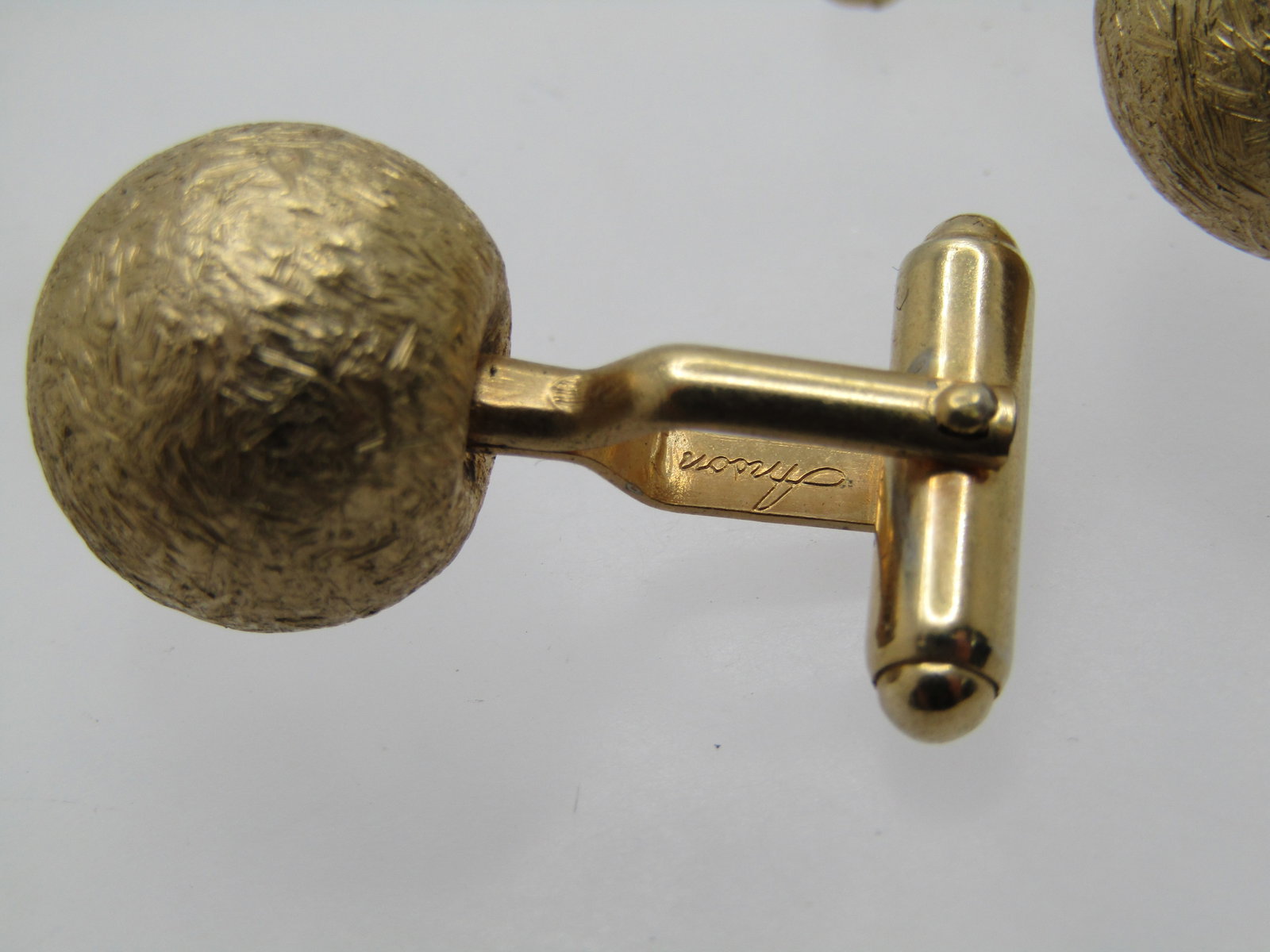 Vintage Textured Orb Cufflinks, Anson, Gold Tone - 3