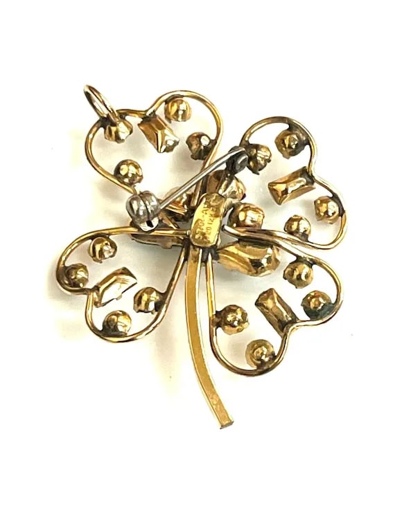 Vintage Star Art 12k GF Something Blue Four-Leaf Clover Pendant/ Brooch - 4