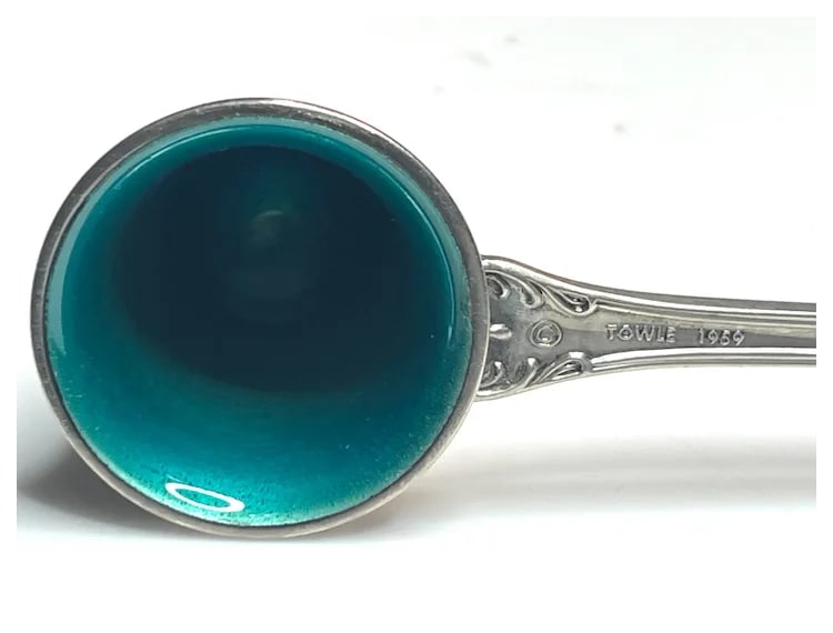 Vintage Sterling Silver Towle 1959 Green Enamel Debussy Candle Snuffer #516 - 4