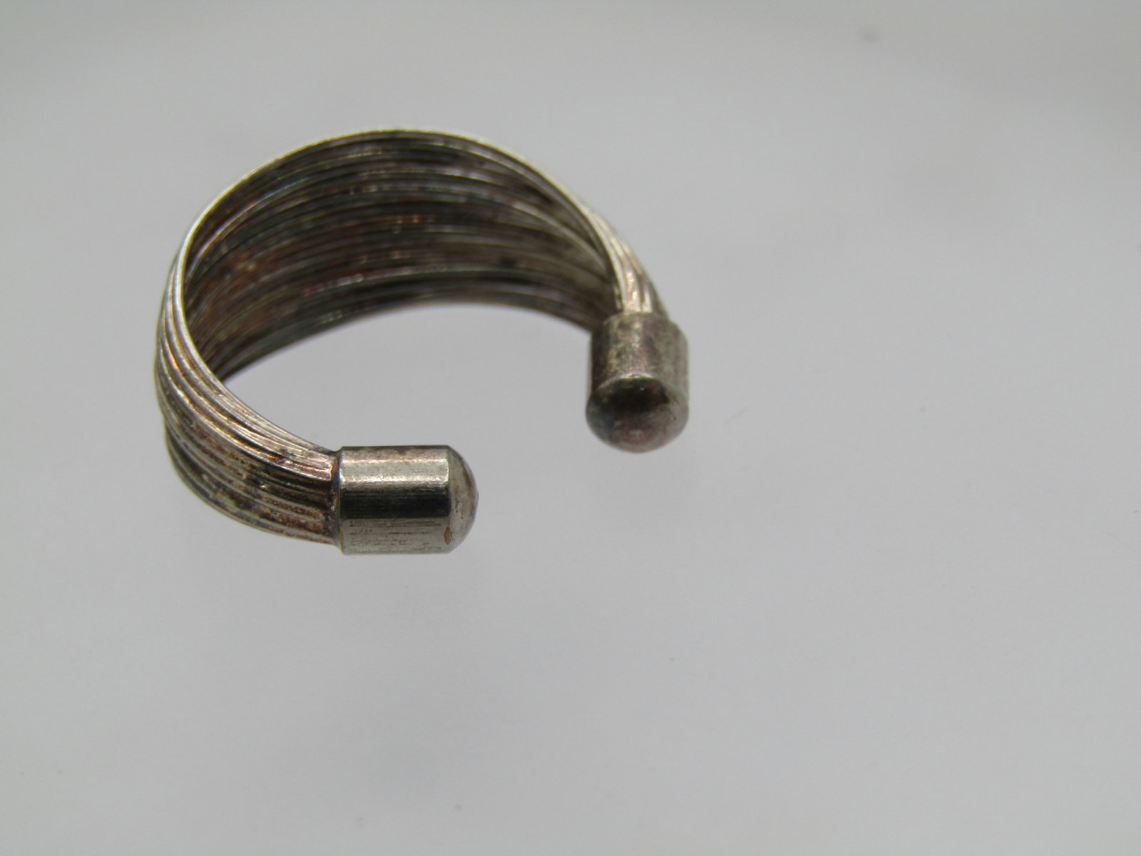 Vintage Silver Wide Wired Band Ring, Toe Ring, Sz. 4 and up - 2
