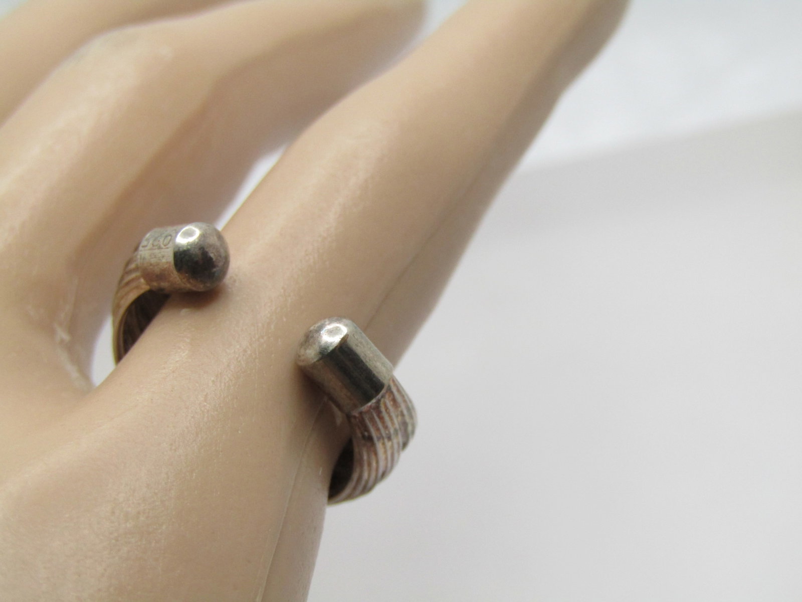 Vintage Silver Wide Wired Band Ring, Toe Ring, Sz. 4 and up - 5