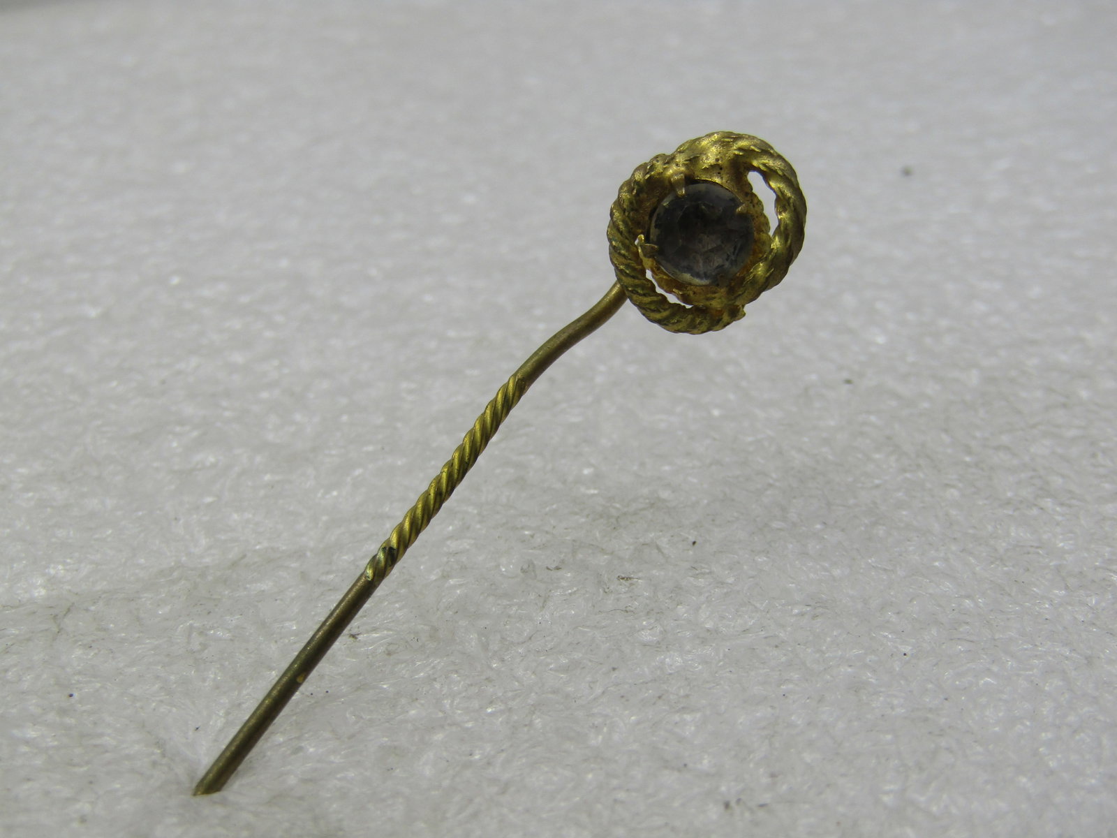 Victorian Love Knot Stick Pin, Glass Stone, 2" - 3
