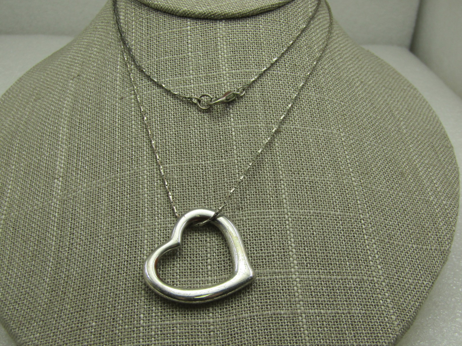 Vintage Open Heart Necklace, 26" Chain - 2