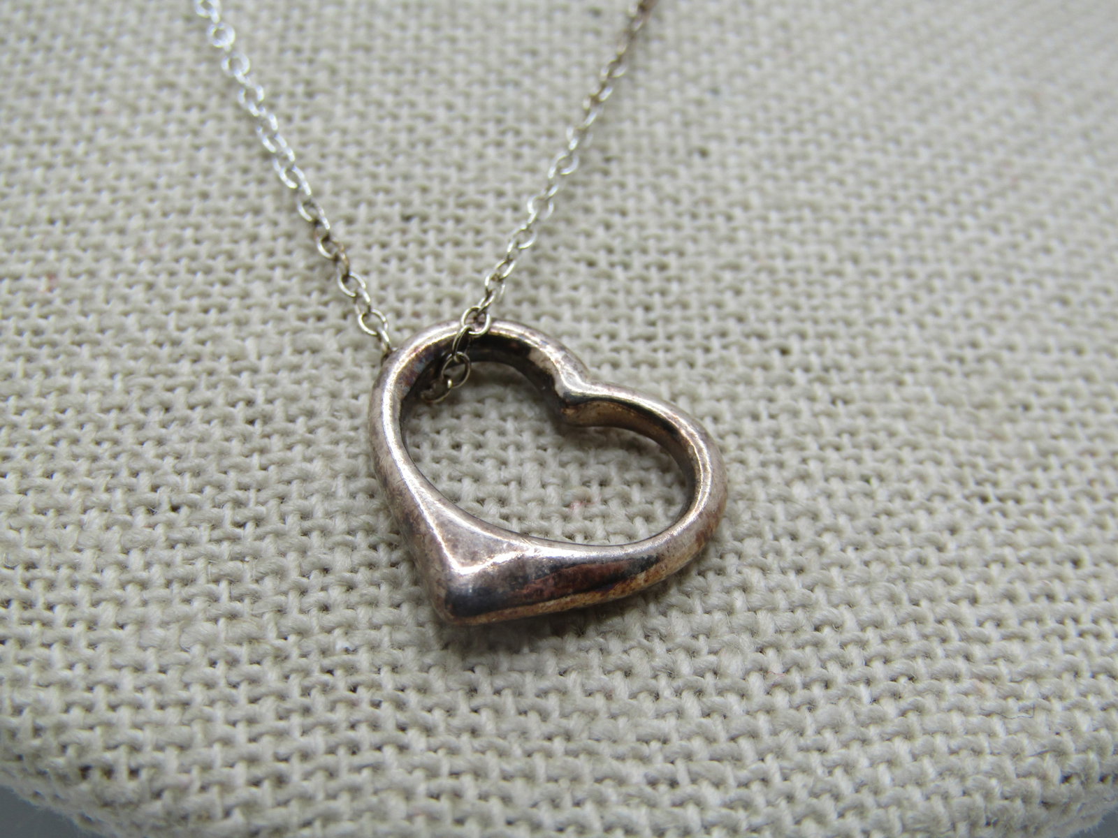 Vintage Sterling Open Heart Necklace, 16", 1980's-1990's, Signed IBB - 3