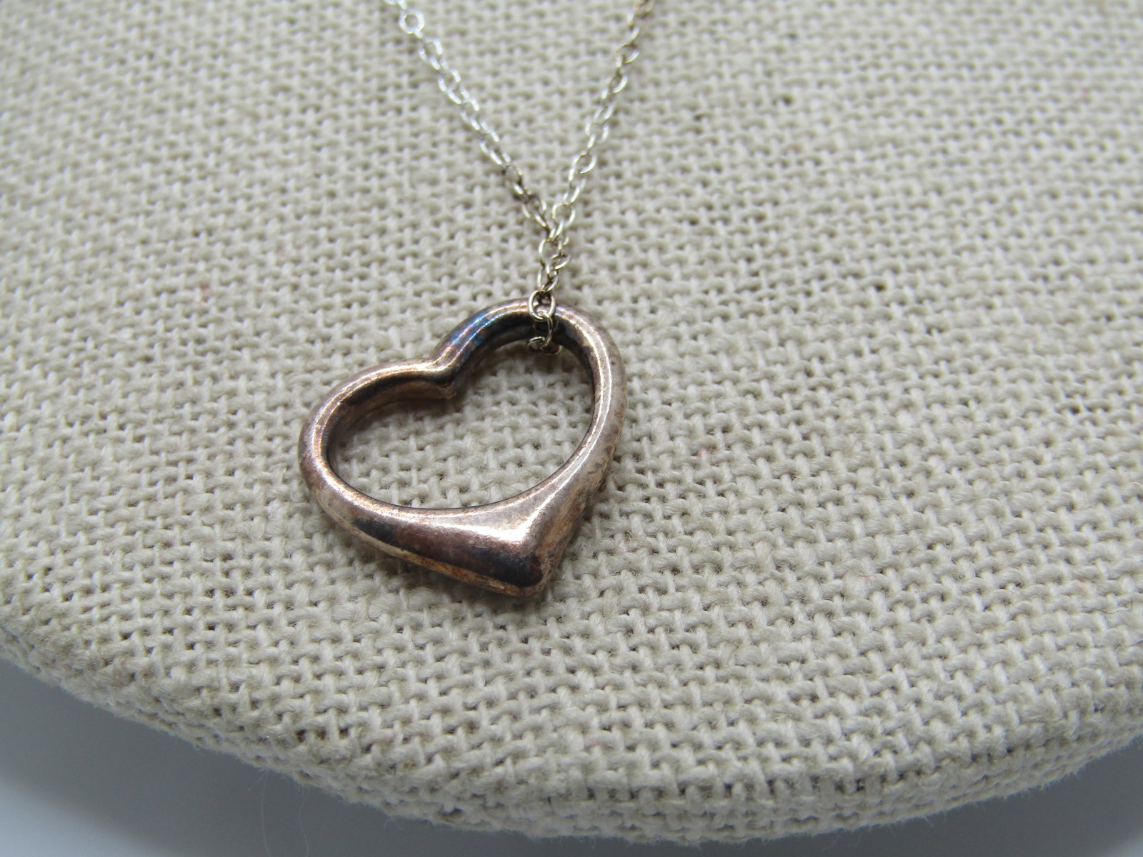 Vintage Sterling Open Heart Necklace, 16", 1980's-1990's, Signed IBB - 4