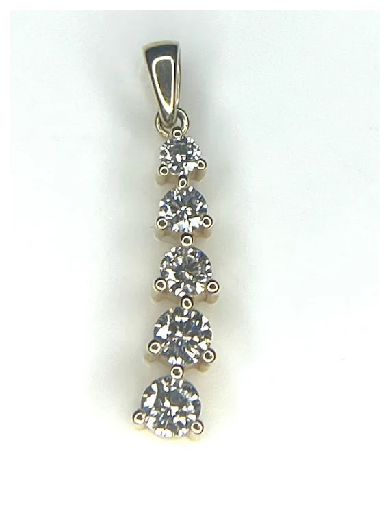 14k Five Diamond Pendant 1 Carat - 2