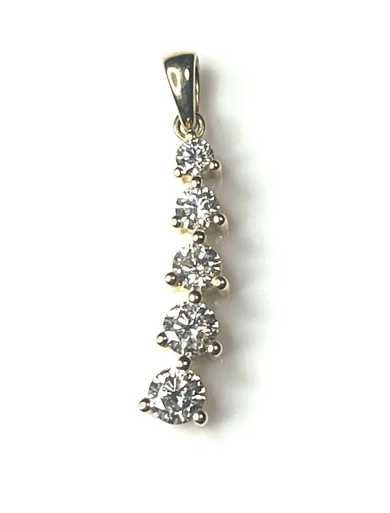 14k Five Diamond Pendant 1 Carat - 3