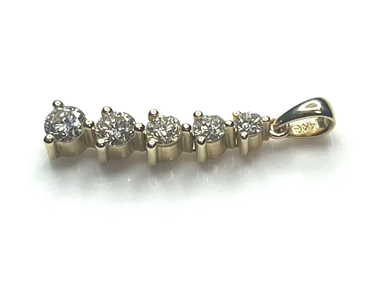 14k Five Diamond Pendant 1 Carat - 4