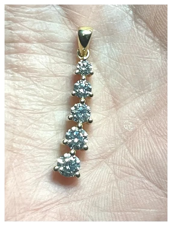 14k Five Diamond Pendant 1 Carat - 8