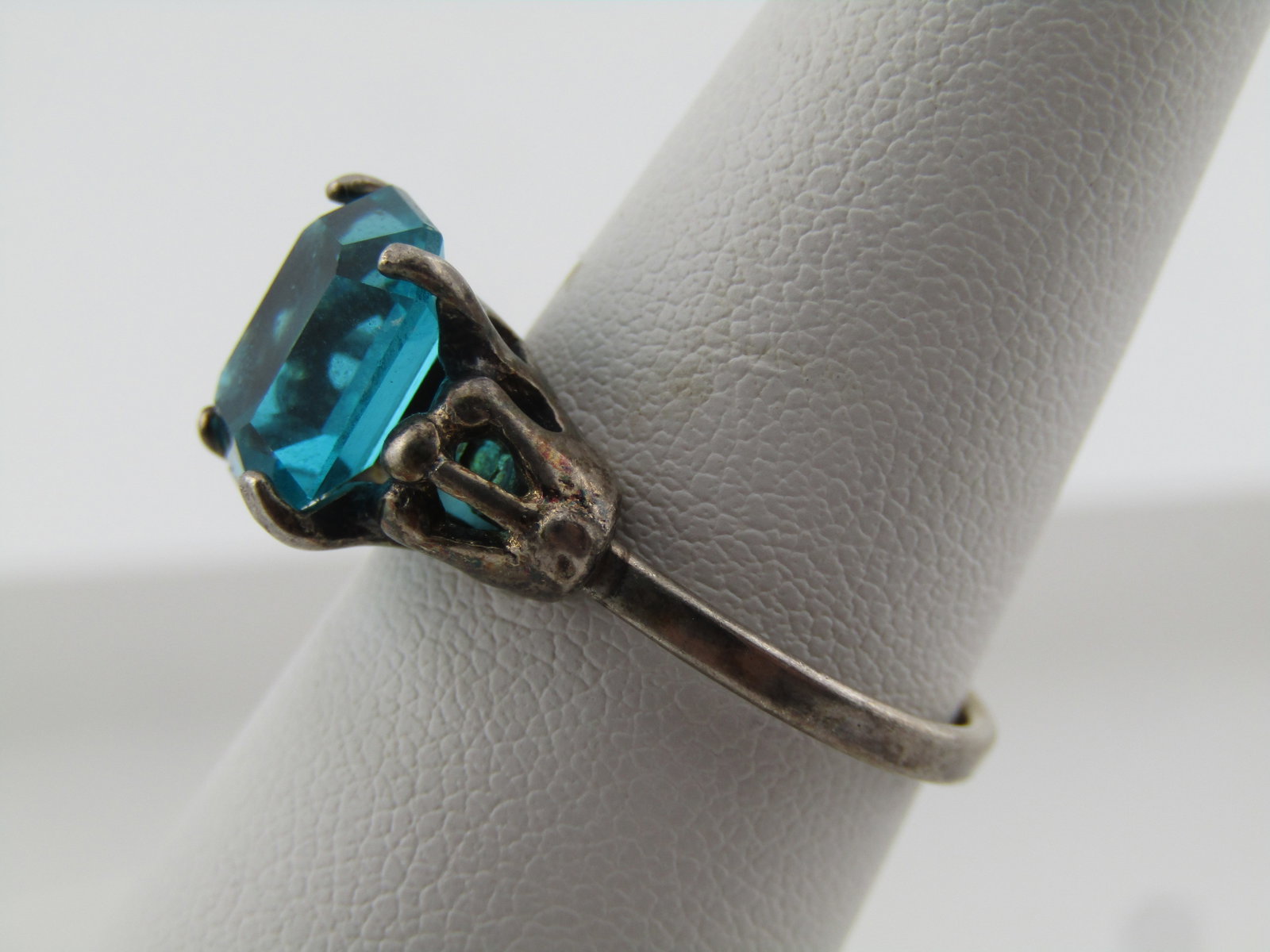 Vintage Sterling Green Stone Ring, Sarah Coventry, Adj. Sz. 7-9, 1960's-1970's - 2