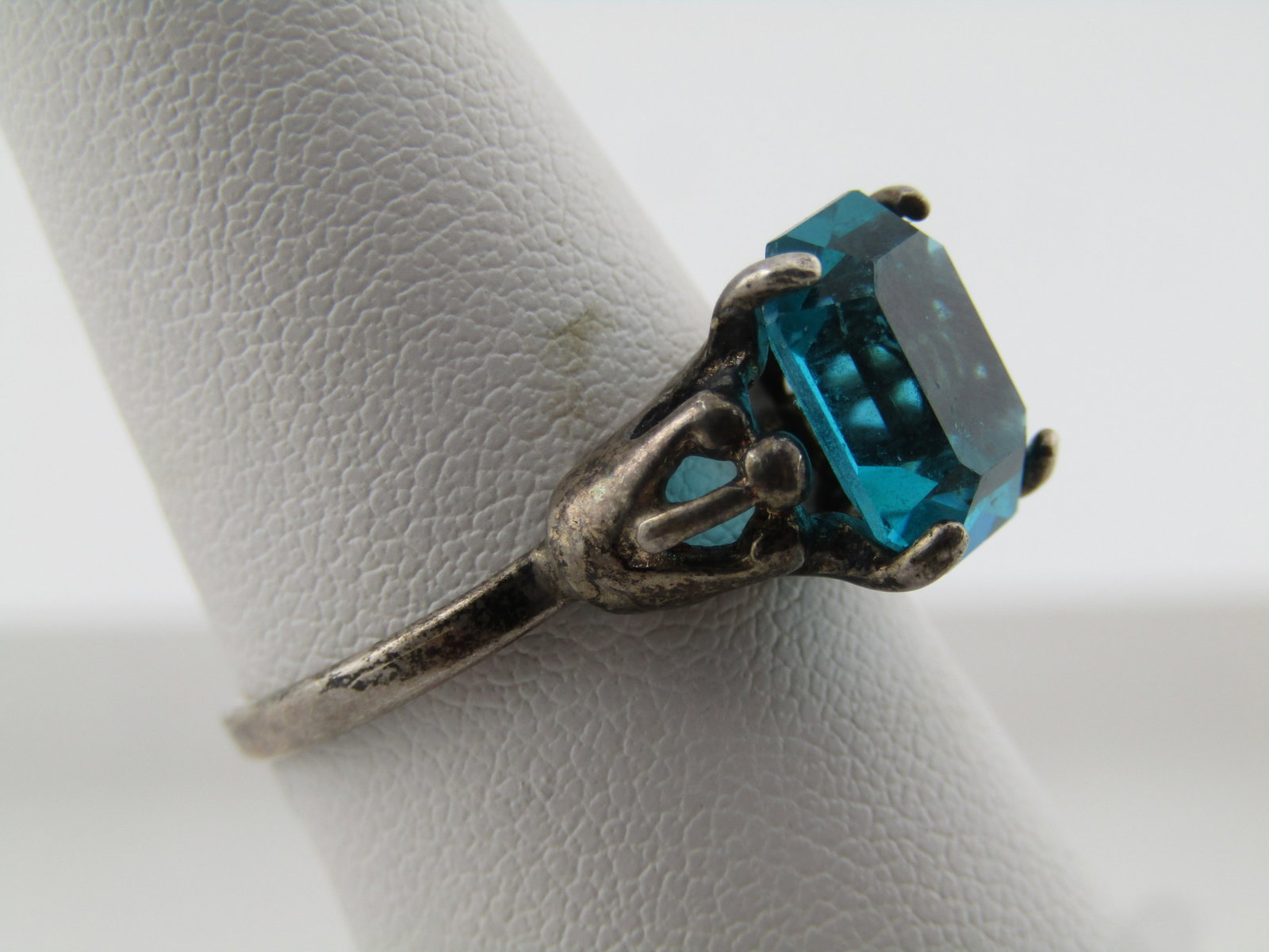 Vintage Sterling Green Stone Ring, Sarah Coventry, Adj. Sz. 7-9, 1960's-1970's - 3