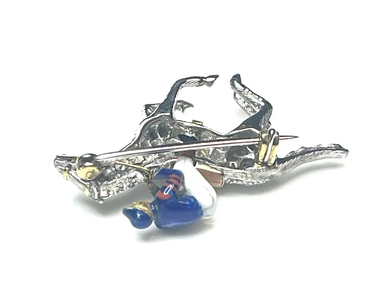 Stunning Estate 18k Gold and Diamond Horse with Enamel Jockey Brooch/ Pin - 8