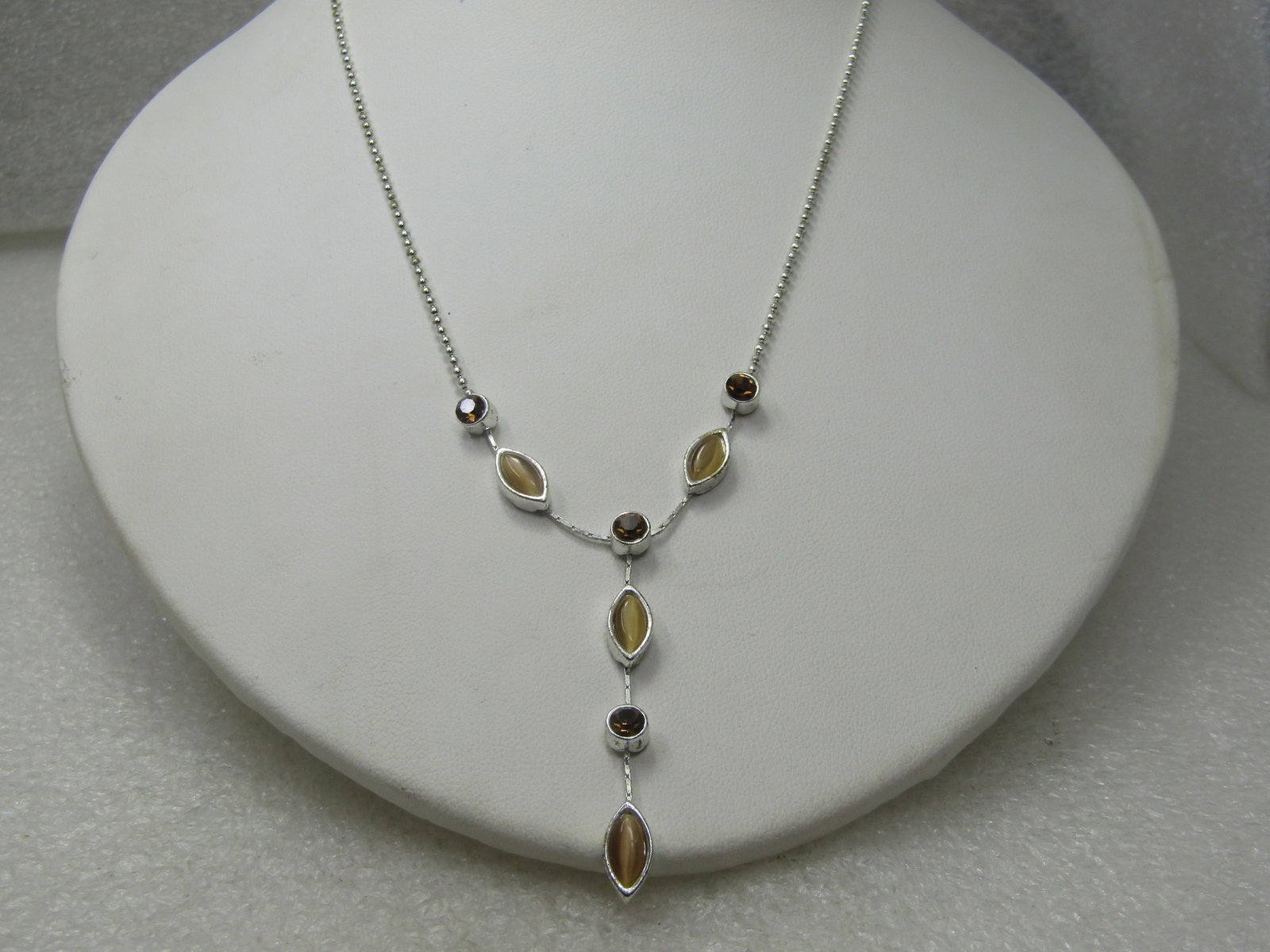 Vintage Rhinestone and Moonstone Lavalier Necklce, 21", 1980's-1990's - 3