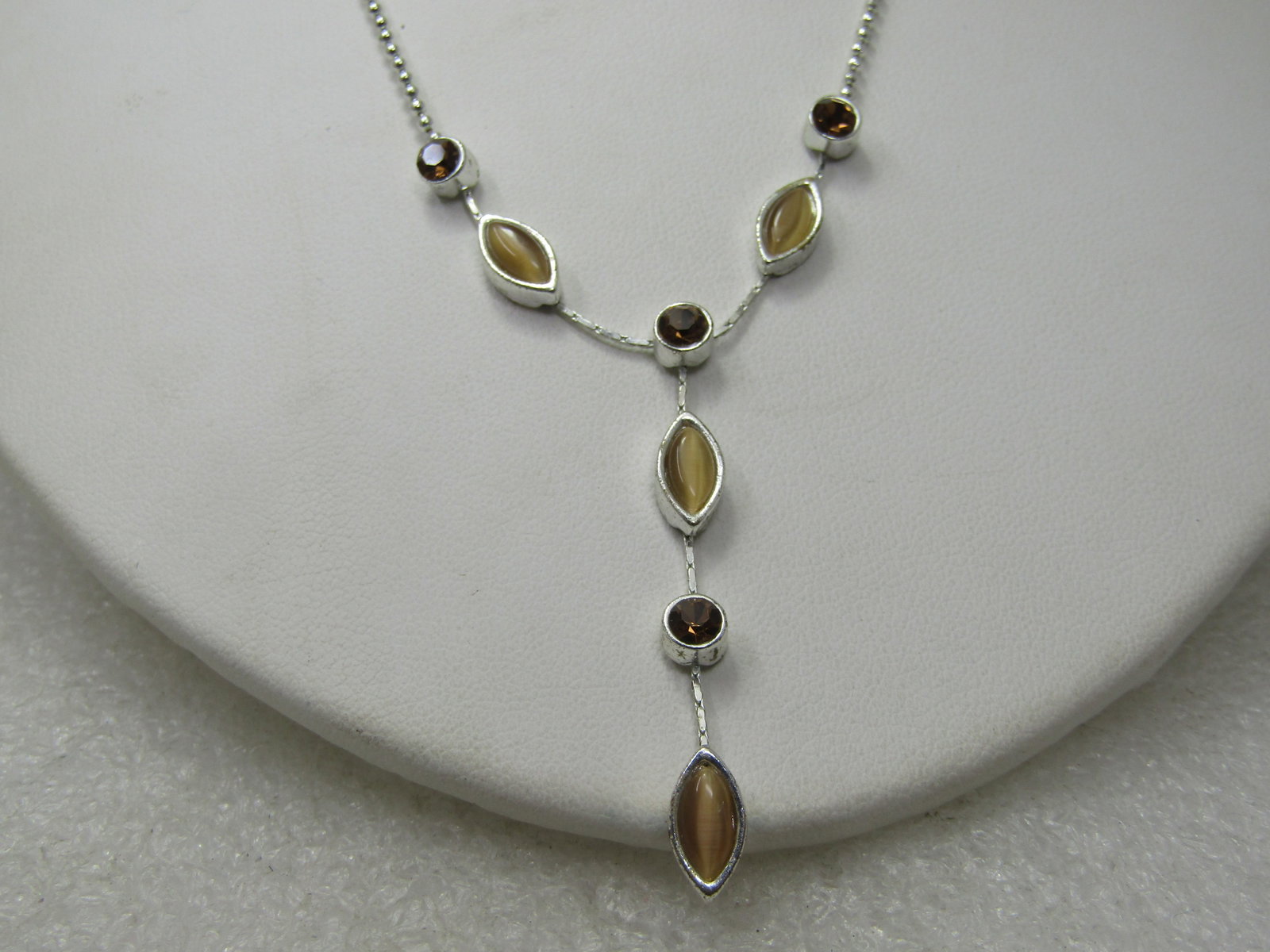 Vintage Rhinestone and Moonstone Lavalier Necklce, 21", 1980's-1990's - 4