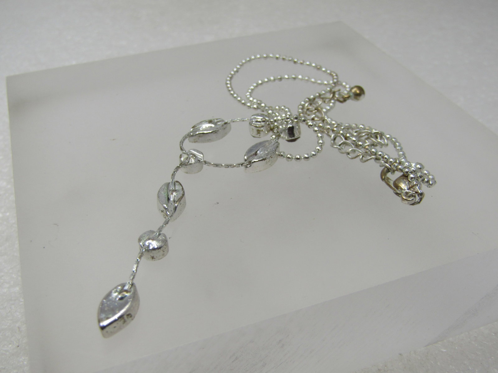 Vintage Rhinestone and Moonstone Lavalier Necklce, 21", 1980's-1990's - 7