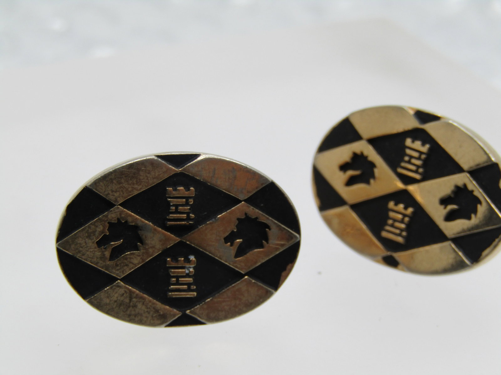 Vintage Knights and Rooks Harlequin Cufflinks Signed Swank, 1950's-1960's - 5