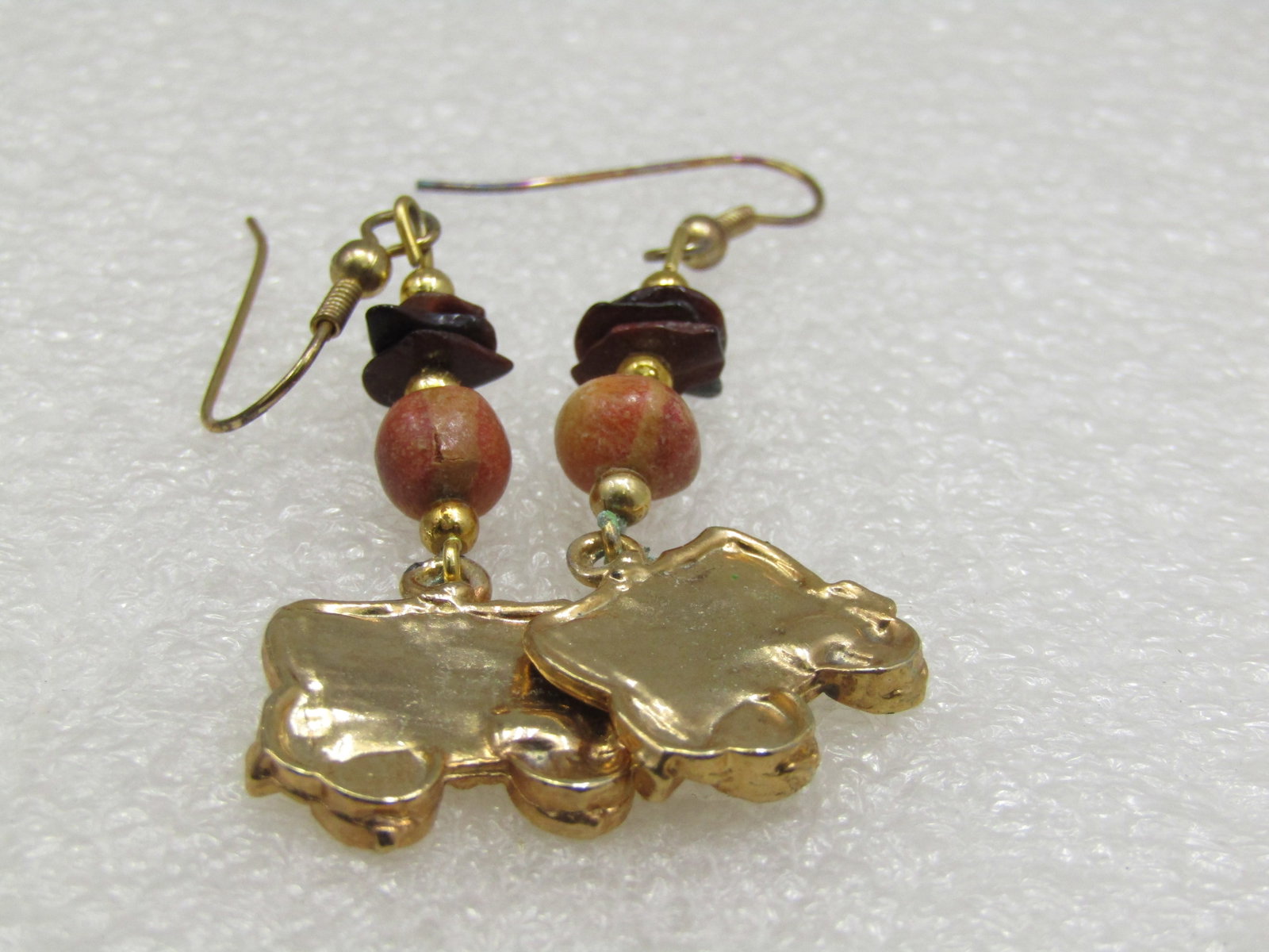 Southwestern Gold Tone Wagon Train Earrings, Pierced, 2.25" - 6