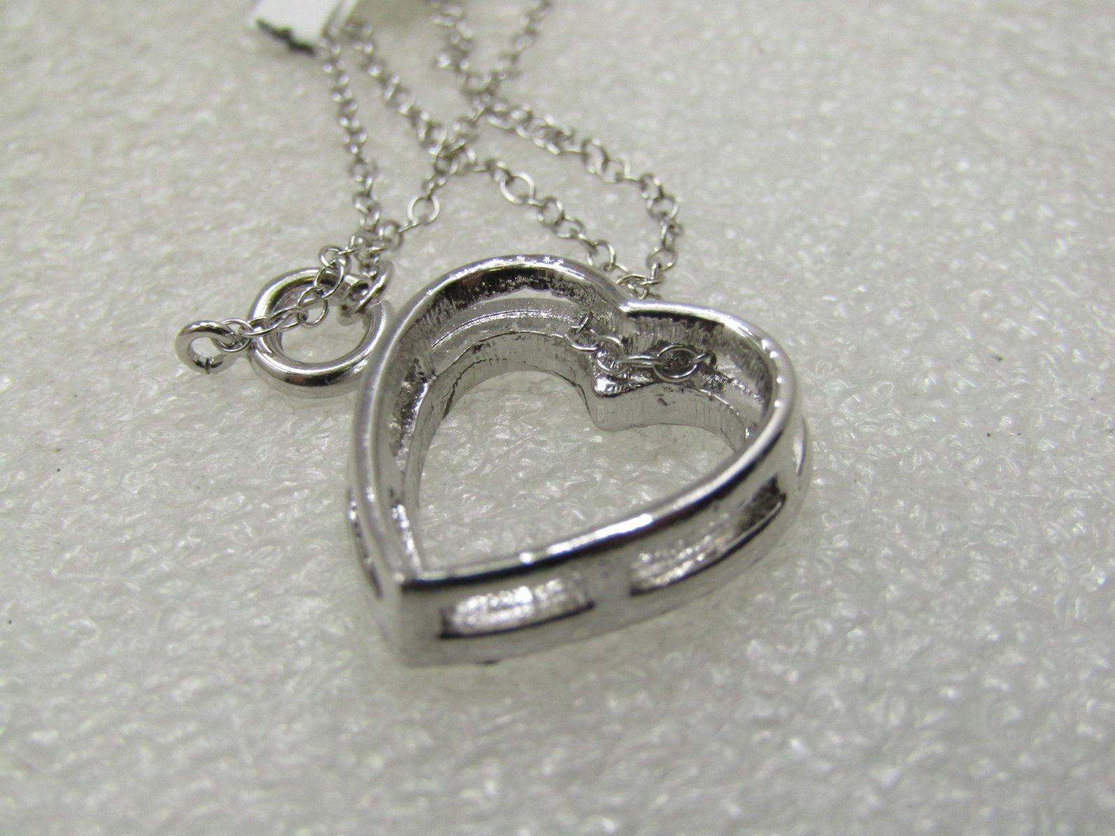Vintage Rhinestone Heart Slide Pendant Necklace, 16" - 6