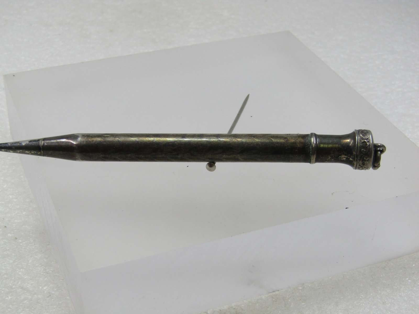 Vintage Silver Plated Mechanical Pencil Pendant 4.25" - 3
