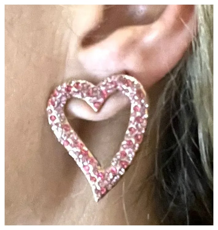 Estate Rhinestone Heart Statement Earrings - 5