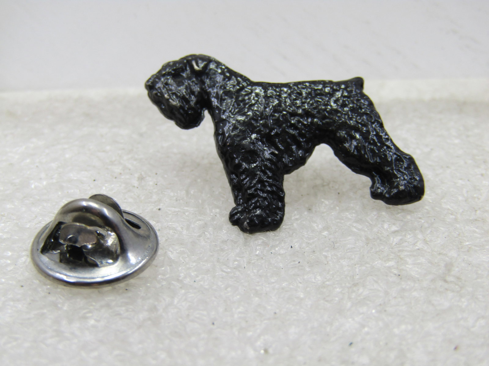 Vintage Black Metal Bouvier Dog Tack Pin 1" - 3