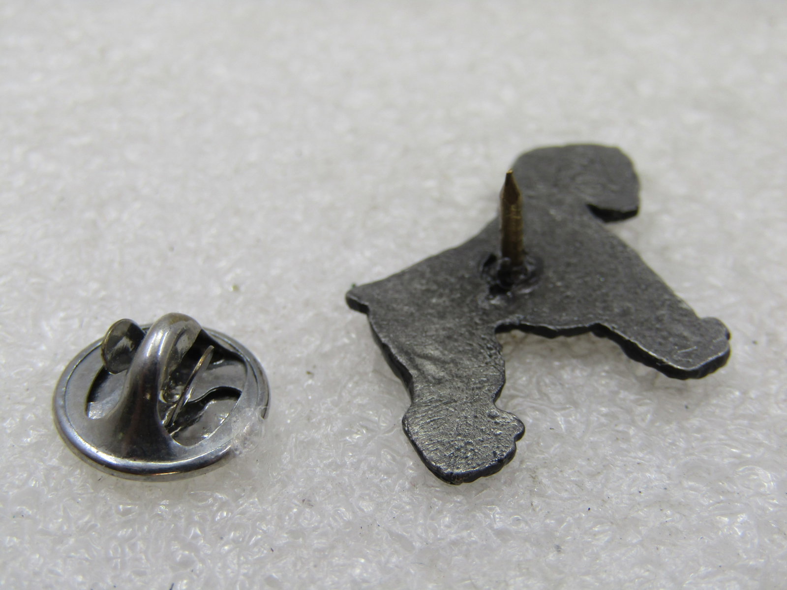 Vintage Black Metal Bouvier Dog Tack Pin 1" - 4