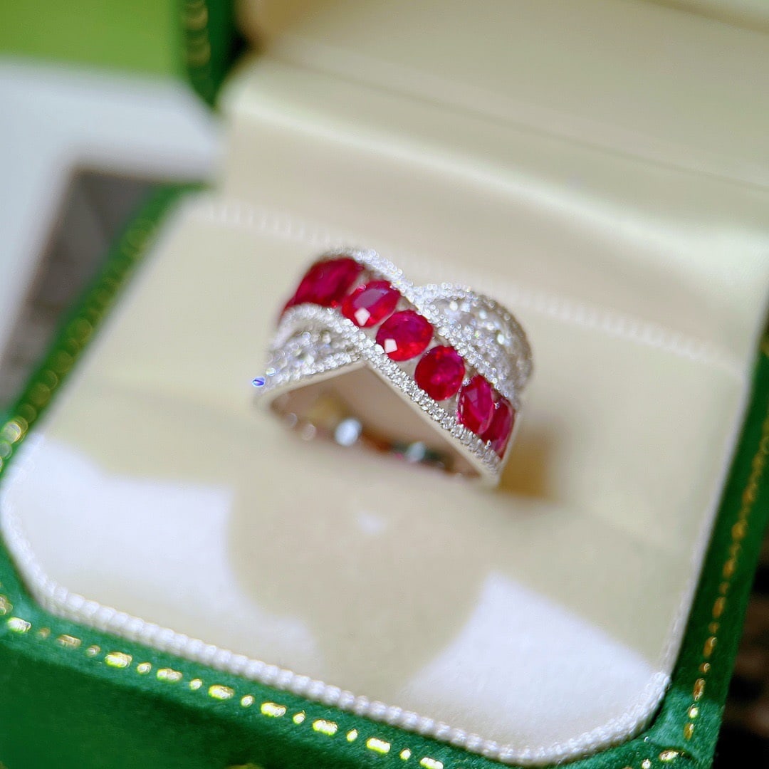 14K GOLD 3.00 CTW VIVID RED NATURAL RUBY and DIAMOND RING - 2