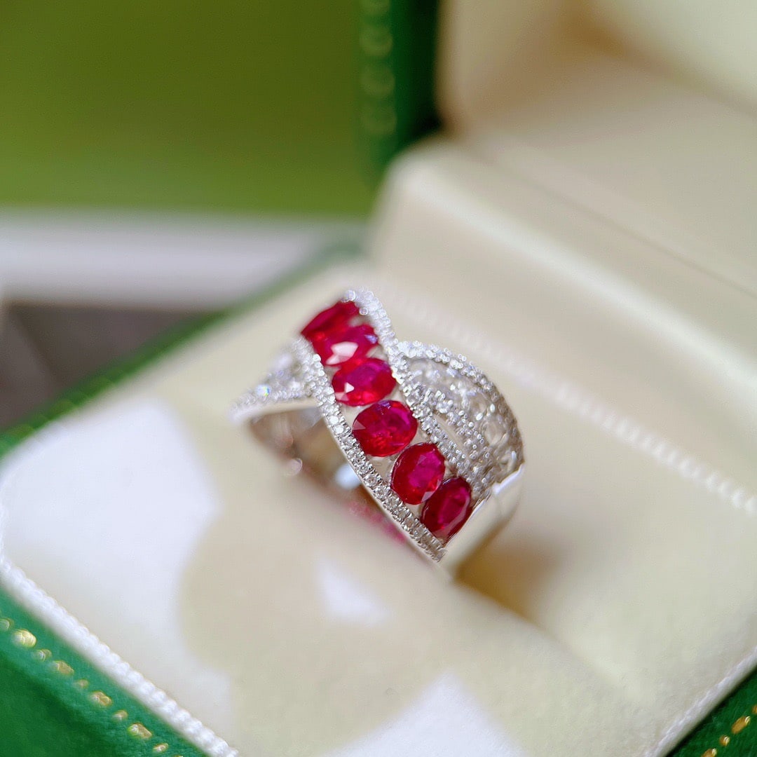 14K GOLD 3.00 CTW VIVID RED NATURAL RUBY and DIAMOND RING - 3