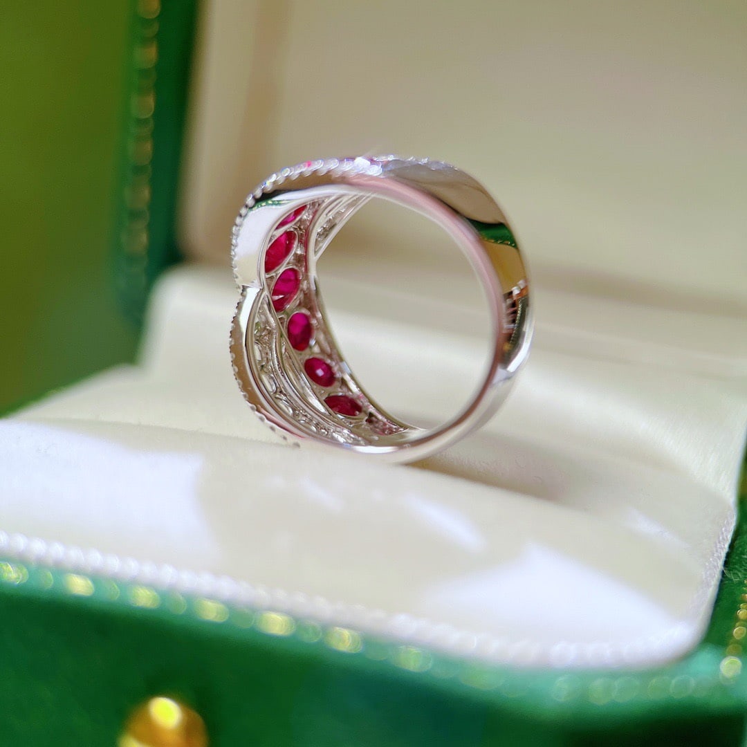 14K GOLD 3.00 CTW VIVID RED NATURAL RUBY and DIAMOND RING - 4