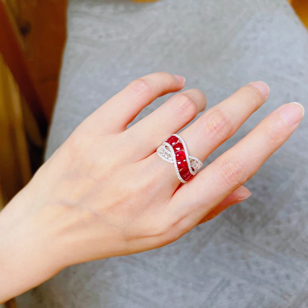 14K GOLD 3.00 CTW VIVID RED NATURAL RUBY and DIAMOND RING - 5