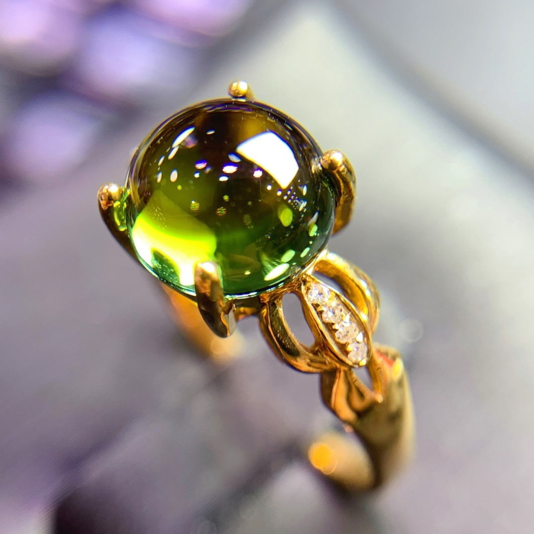 14K GOLD 2.1 CT NATURAL TOURMALINE and DIAMOND RING - 2