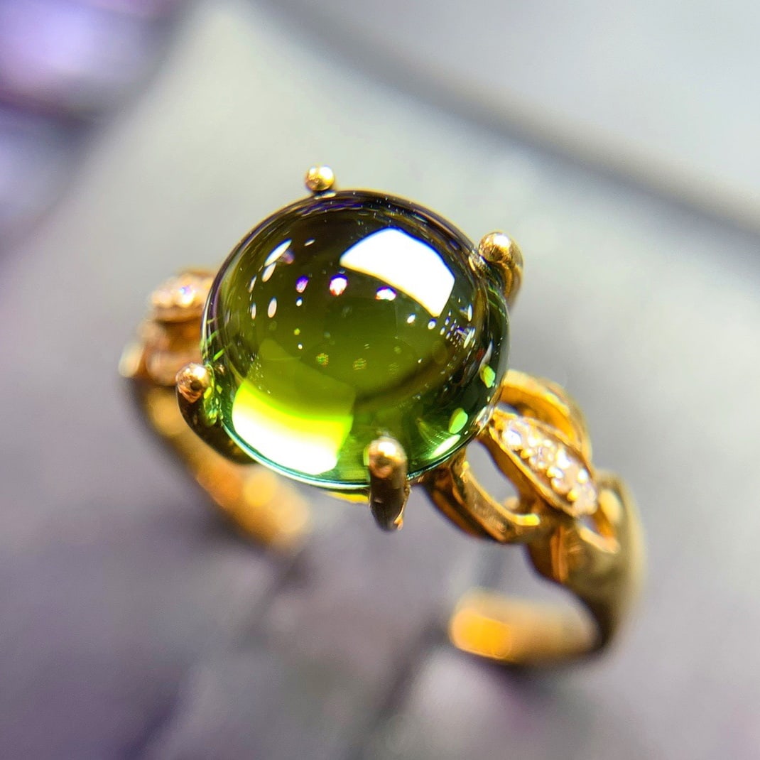 14K GOLD 2.1 CT NATURAL TOURMALINE and DIAMOND RING - 3