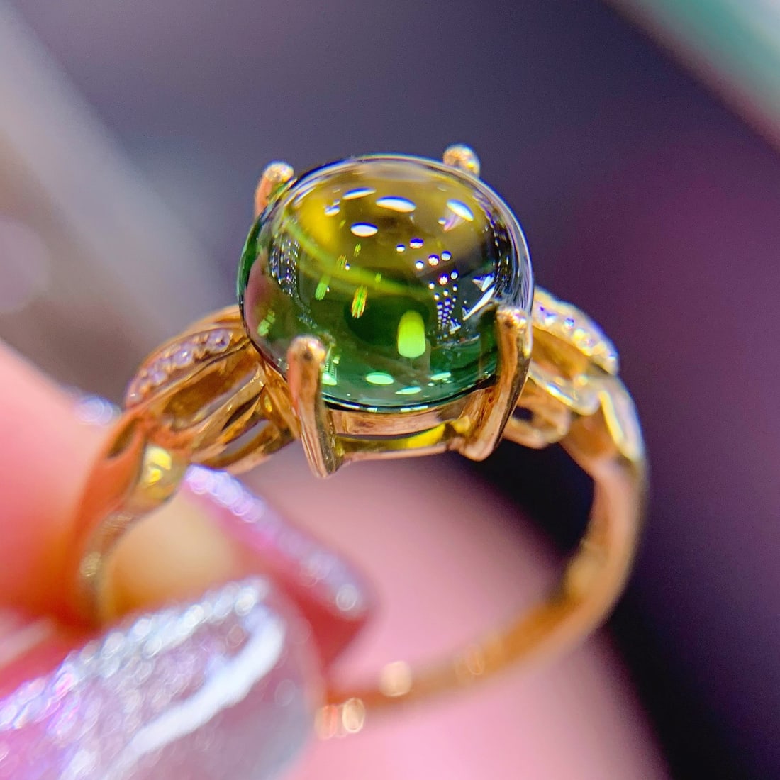 14K GOLD 2.1 CT NATURAL TOURMALINE and DIAMOND RING - 4