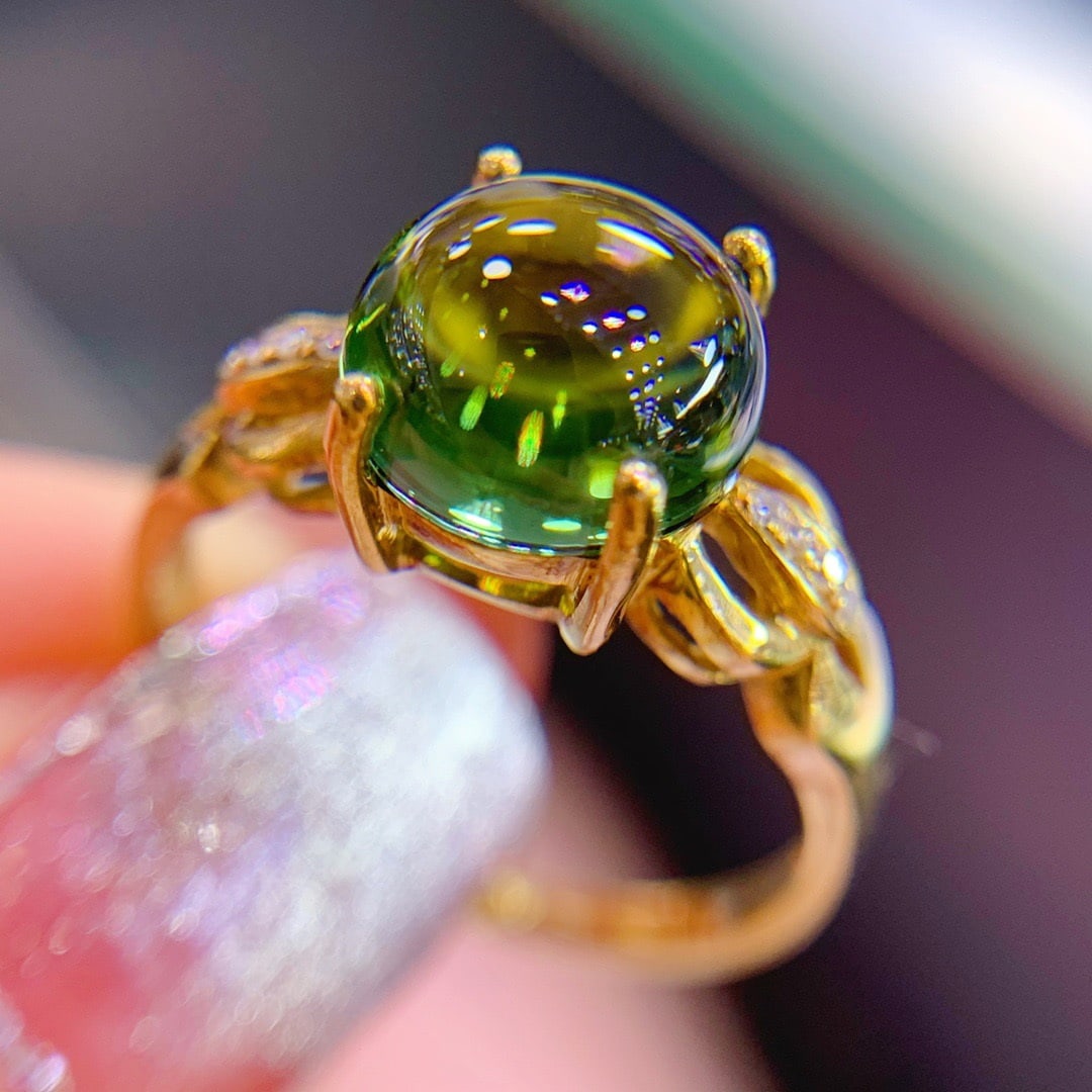 14K GOLD 2.1 CT NATURAL TOURMALINE and DIAMOND RING - 5